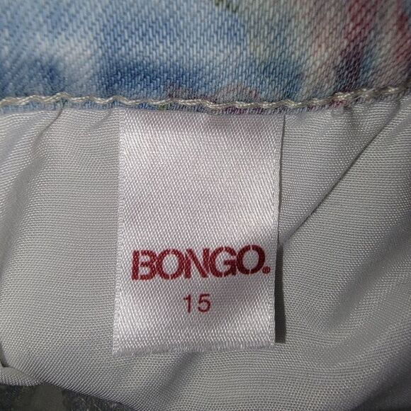 Bongo floral frayed hem bleach washed denim jean shorts size 15 - Picture 8 of 10